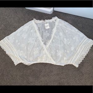 Free People, White ivory cross lace